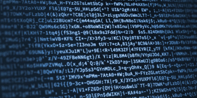 Captura de tela de dados criptografados em um fundo preto