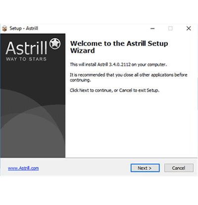 Astrill iestatīšanas vedņa ekrānuzņēmums mūsu Astrill VPN pārskatā