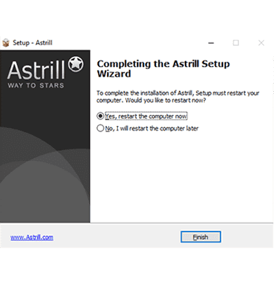 Astrill restartēšanas loga ekrānuzņēmums mūsu Astrill VPN pārskatā