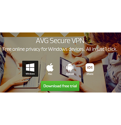Cuplikan layar Halaman Unduhan VPN Aman AVG