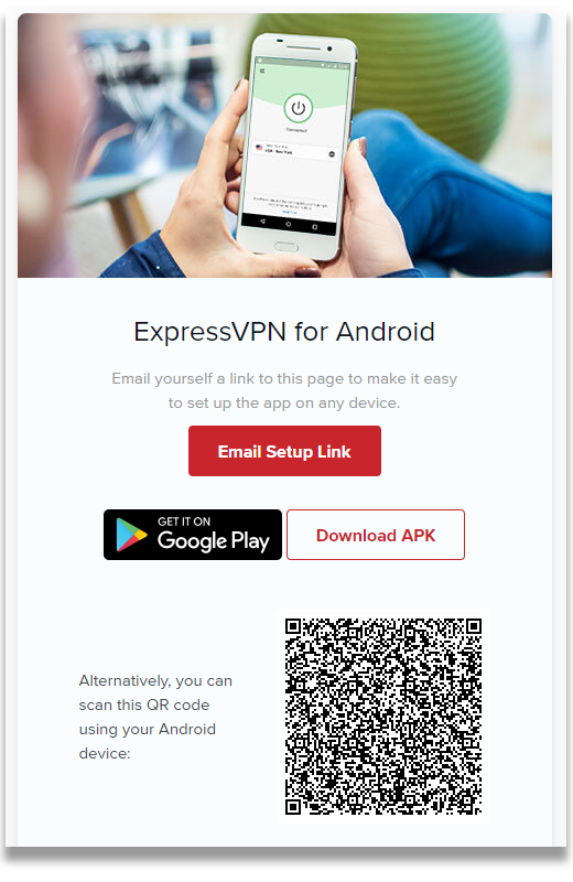 „Android“ vadovo sąrankos instrukcijų ekrano kopija „ExpressVPN“ svetainėje