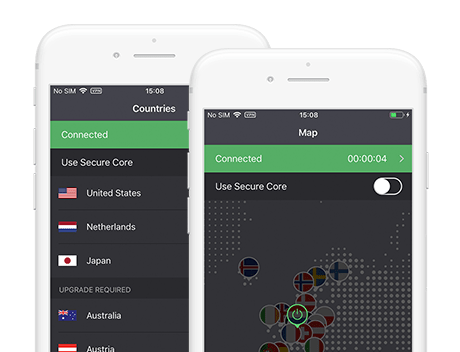 Screenshot z aplikácie ProtonVPN Free's Mobile App