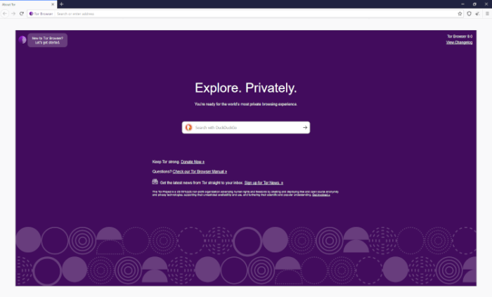 Tor浏览器的屏幕截图。