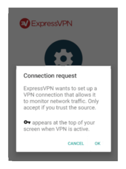 تصویر درخواست اتصال VPN در Android