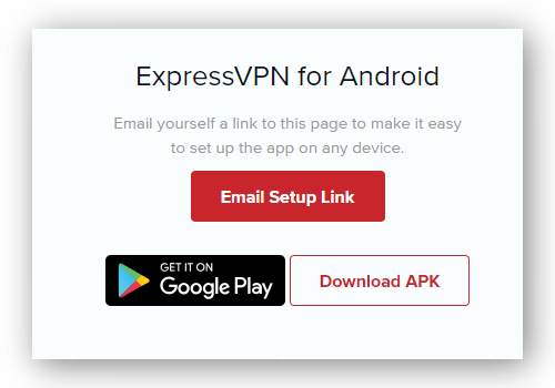 Skärmdump av ExpressVPN APK nedladdningssida