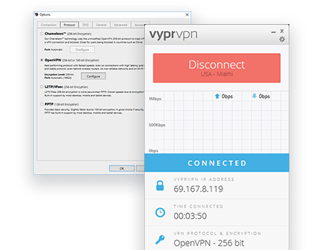 Capture d'écran de l'application de bureau de VyprVPN