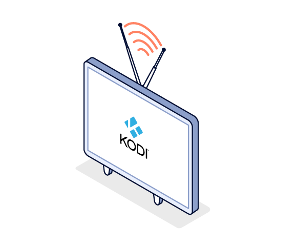 Илюстрация на телевизия с лого на Kodi в центъра