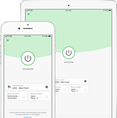 Screenshot aplikací ExpressVPN iOS v iPhone a iPad