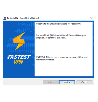 FastestVPN 설치 마법사의 스크린 샷