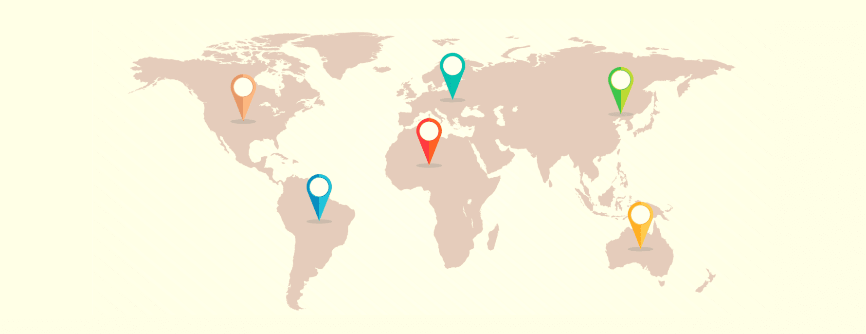 نقشه جهانی که حوزه های مختلف VPN را به تصویر می کشد