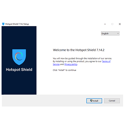 Tangkapan Skrin dari Wizard Pemasangan VPN Hotspot Shield Percuma