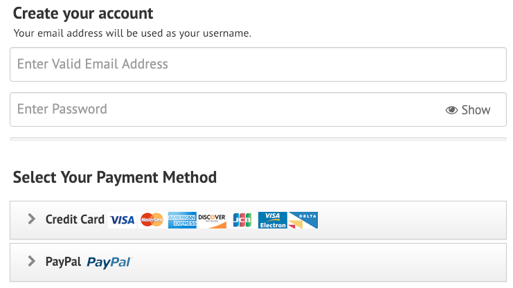 Screenshot spôsobu platby IPVanish