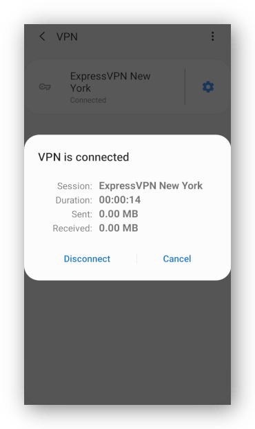 Zrzut ekranu ręcznego przycisku rozłączania VPN VPN