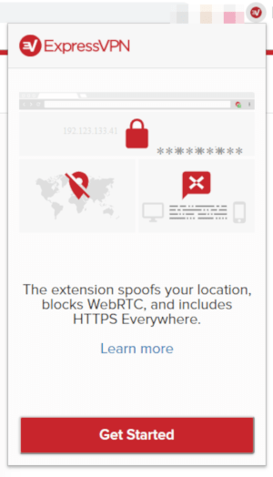 Captura de tela da extensão do ExpressVPN Chrome final da instalação