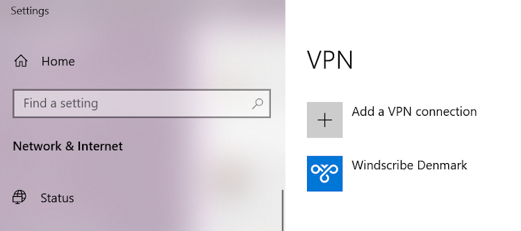 Skärmdump av ett VPN i dina VPN-inställningar