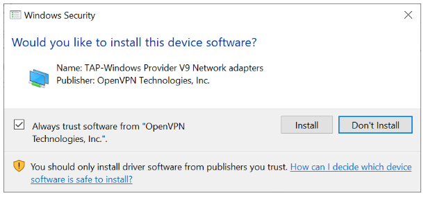 A Windows biztonsági felbukkanó képernyőképe