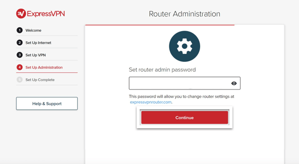 Skärmdump av ExpressVPN router applet router admin lösenord