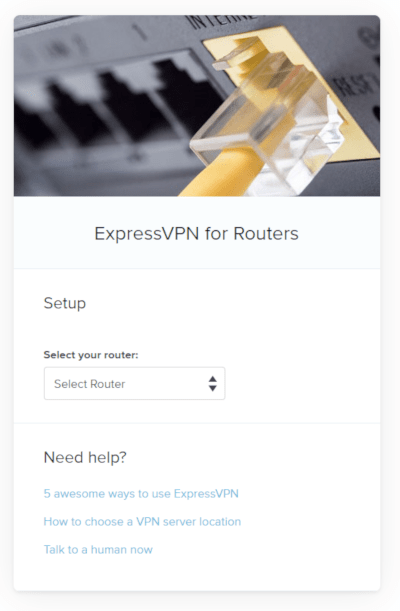 Captura de pantalla de la página ExpressVPN para enrutadores