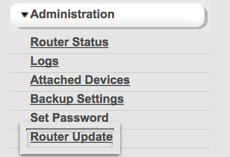 Skärmdump av routeruppdateringsskärmen