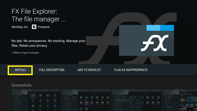 สกรีนช็อตของ FX File Explorer