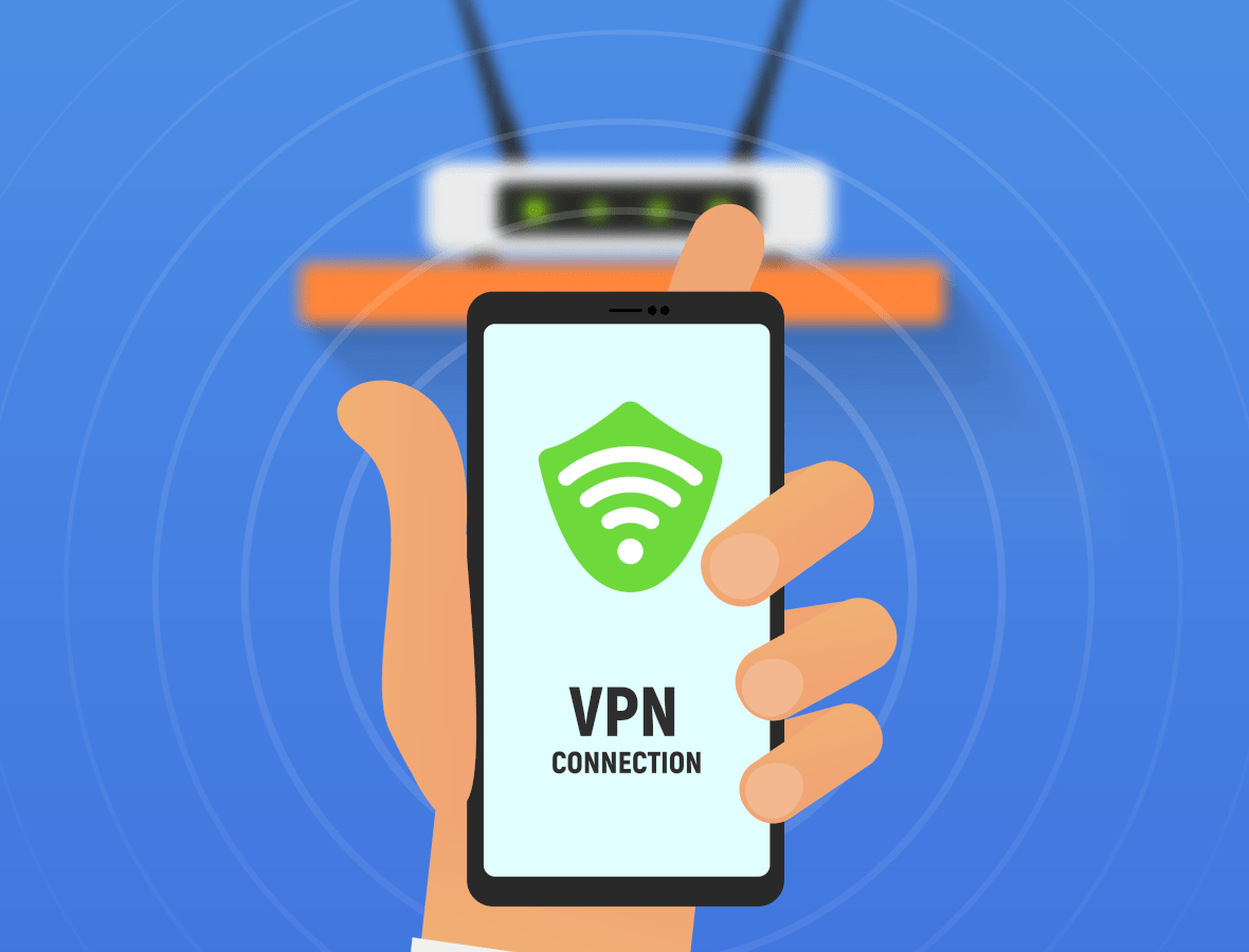 Grafik aplikasi VPN pada telefon mudah alih