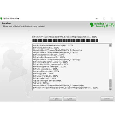 ibVPN의 Windows 다운로드 진행률 표시 줄 스크린 샷