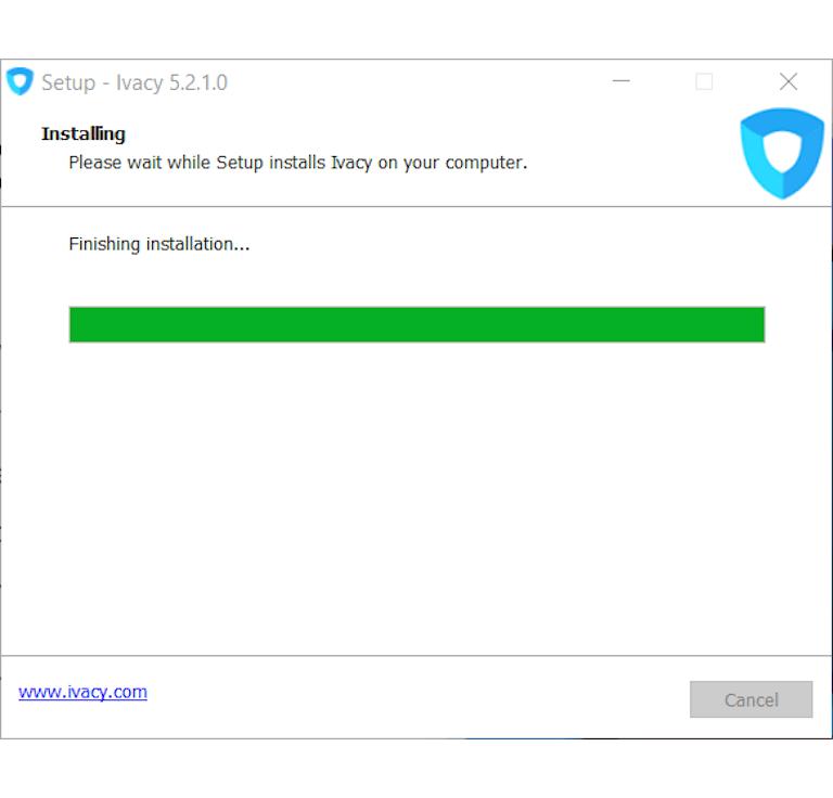 Tangkapan layar instalasi wisaya Ivacy