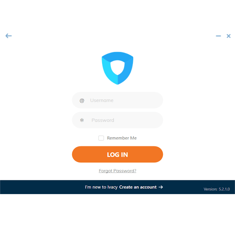 Cuplikan layar Layar Masuk Aplikasi Ivacy