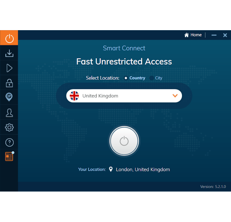 Ivacy VPN ऐप के 'स्मार्ट कनेक्ट' फ़ीचर का स्क्रीनशॉट