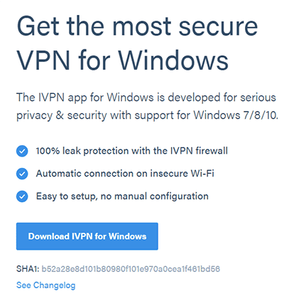 Pulsante di download IVPN sulla nostra recensione VPN IVPN