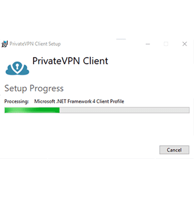 Capture d'écran de l'assistant d'installation de PrivateVPN