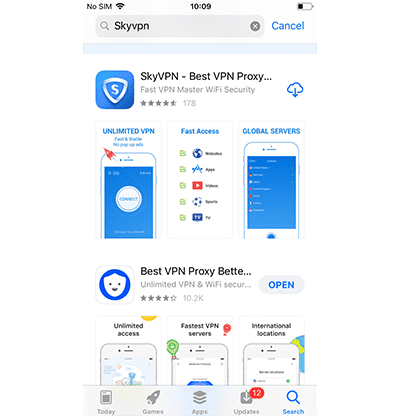 Google Play Store में SkyVPN की लिस्टिंग का स्क्रीनशॉट