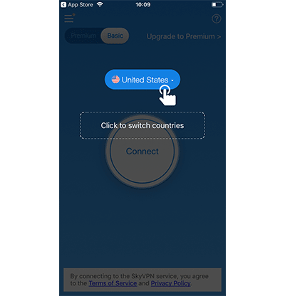 स्काईवीपीएन के मोबाइल ऐप पर युक्तियों के स्क्रीन का स्क्रीनशॉट