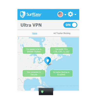 SurfEasy VPNレビューのSurfEasyメイン画面接続ビューのスクリーンショット