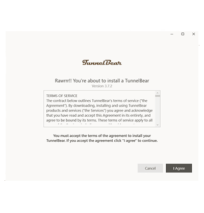Tunnelbear ilmaisten käyttöehtojen kuvakaappaus TunnelBear Free VPN -katsauksessa