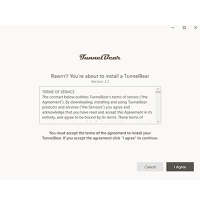 Tunnelbear VPNレビューのTunnelbear利用規約のスクリーンショット