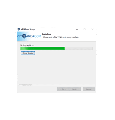 Skjermbilde av VPNAreas Windows-installasjonsveiviser