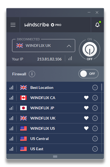 Server di streaming Windscribe