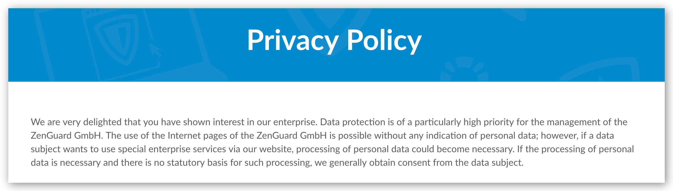 Skærmbillede af ZenMate privatlivspolitik