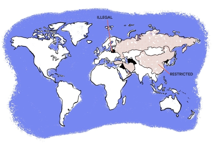 दुनिया के नक्शे का चित्रण।