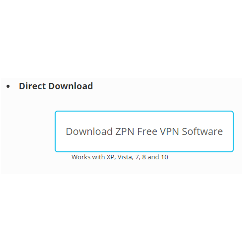 Kuvakaappaus ZPN: n Windows-sovelluksen lataamisesta